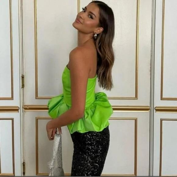 NWT ZARA LIMITED EDITION VOLUMINOUS TOP NEON GREEN XS BLOGGER’S FAVORITE - Picture 12 of 12